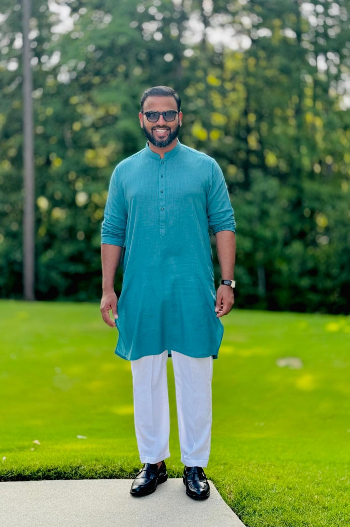 Green Linen Kurta
