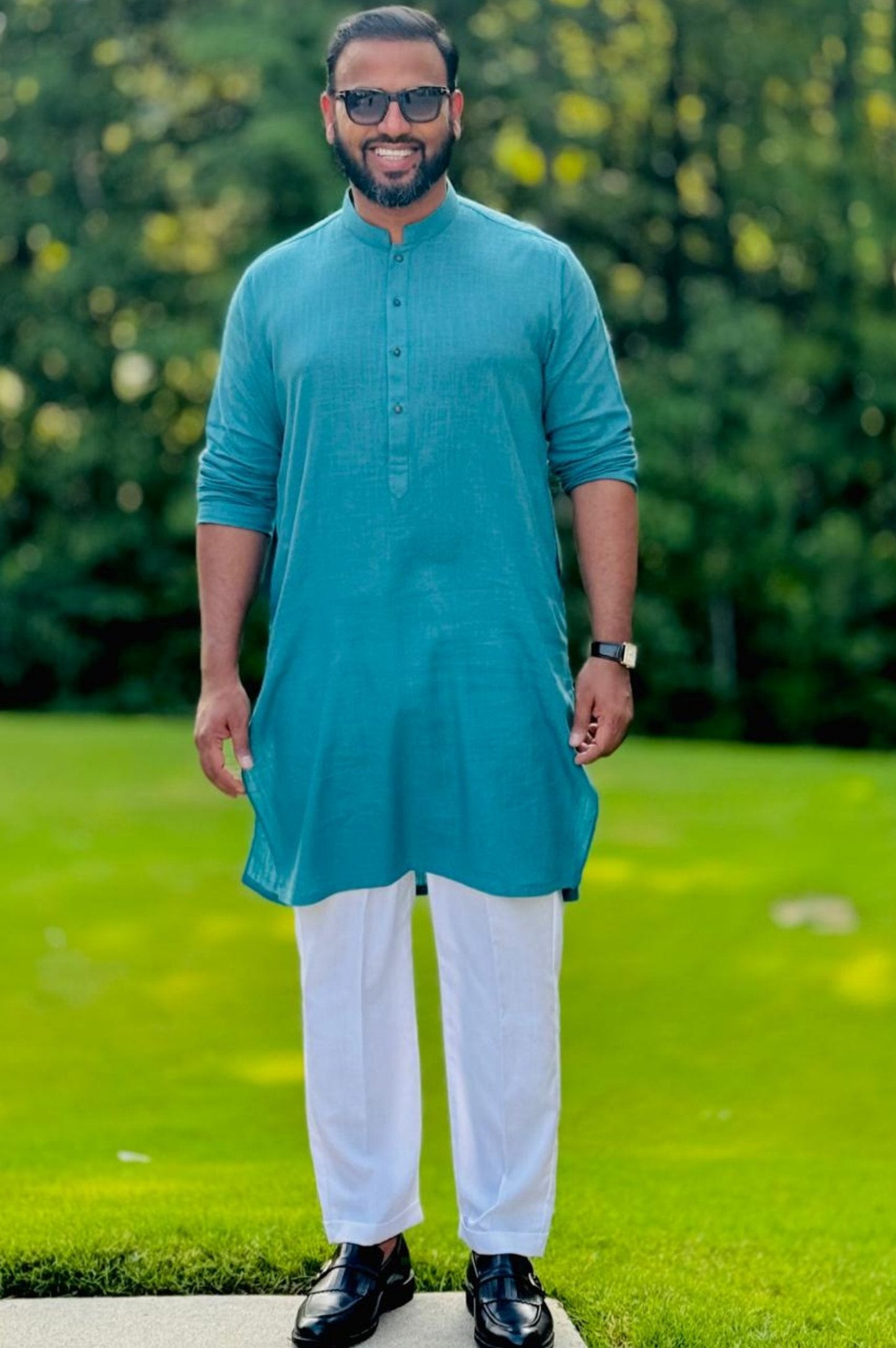 Green Linen Kurta