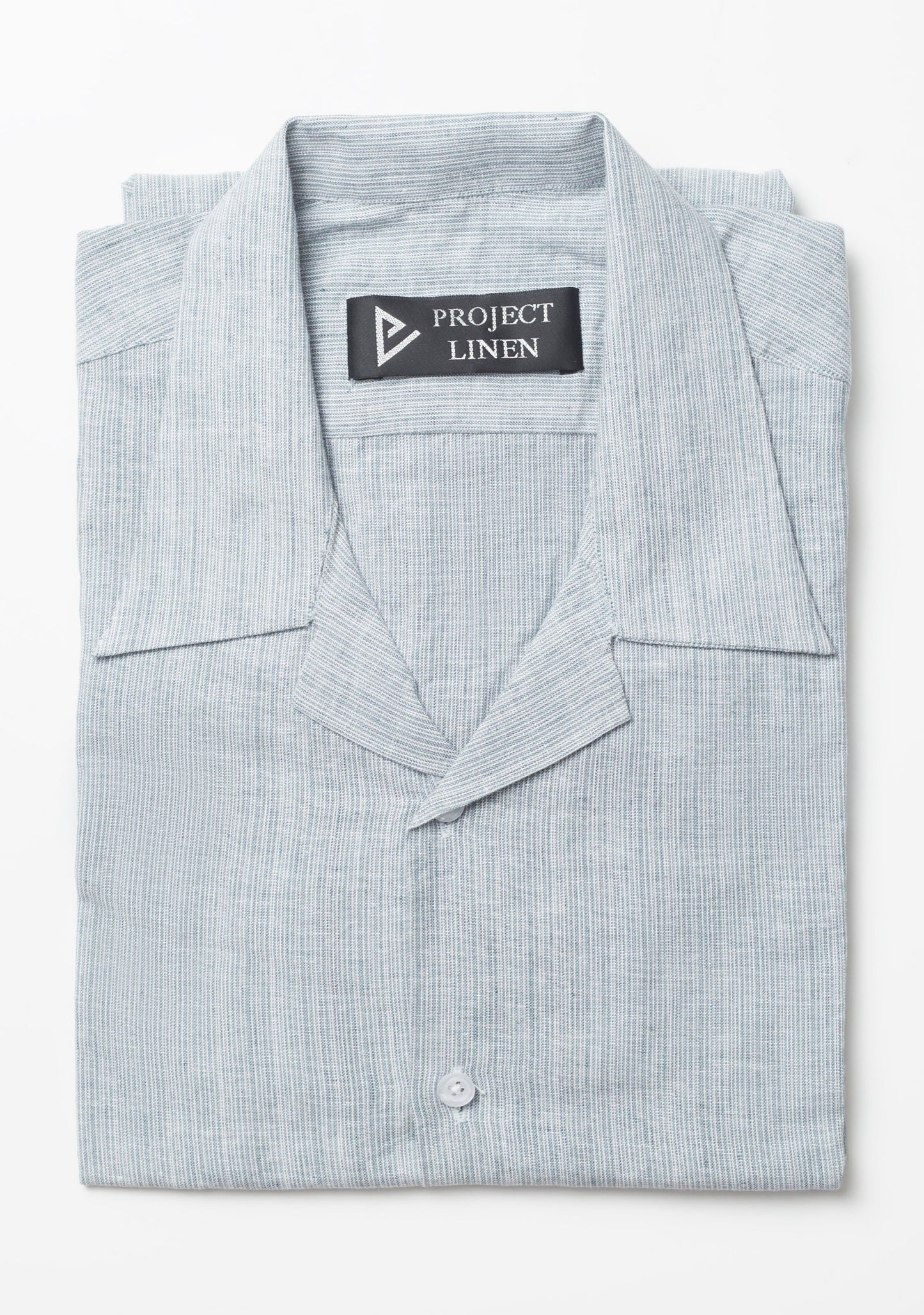 Grey Textured Cuban Linen Shirt