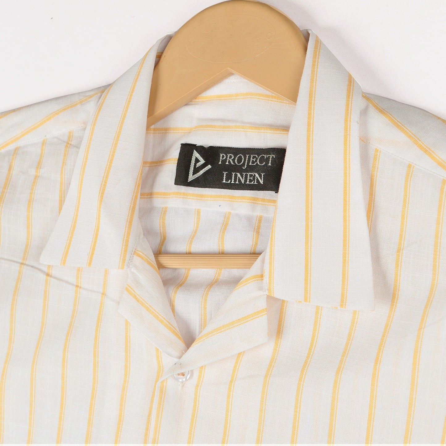 White & Yellow Striped Cuban Linen Shirt - Her's