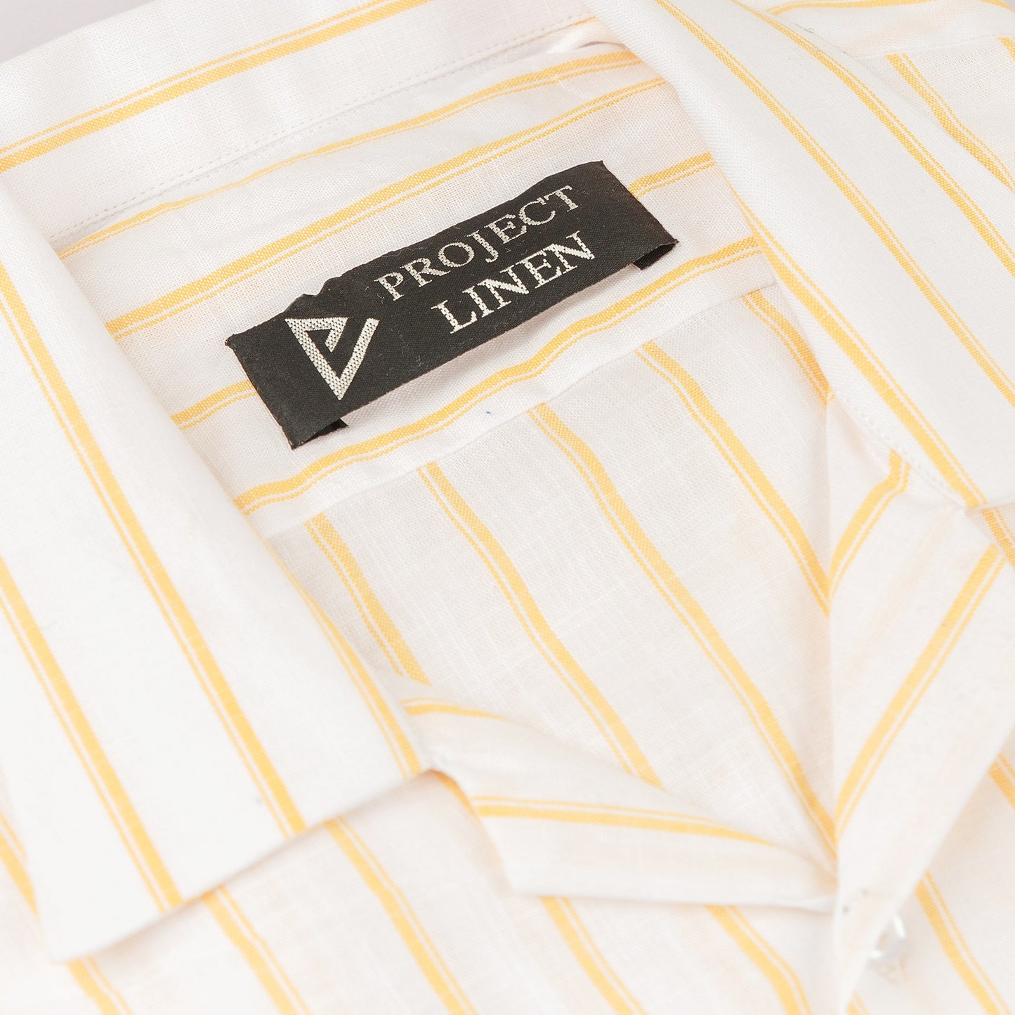 White & Yellow Striped Cuban Linen Shirt