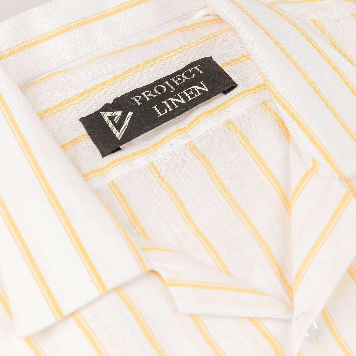 White & Yellow Striped Cuban Linen Shirt - Her's