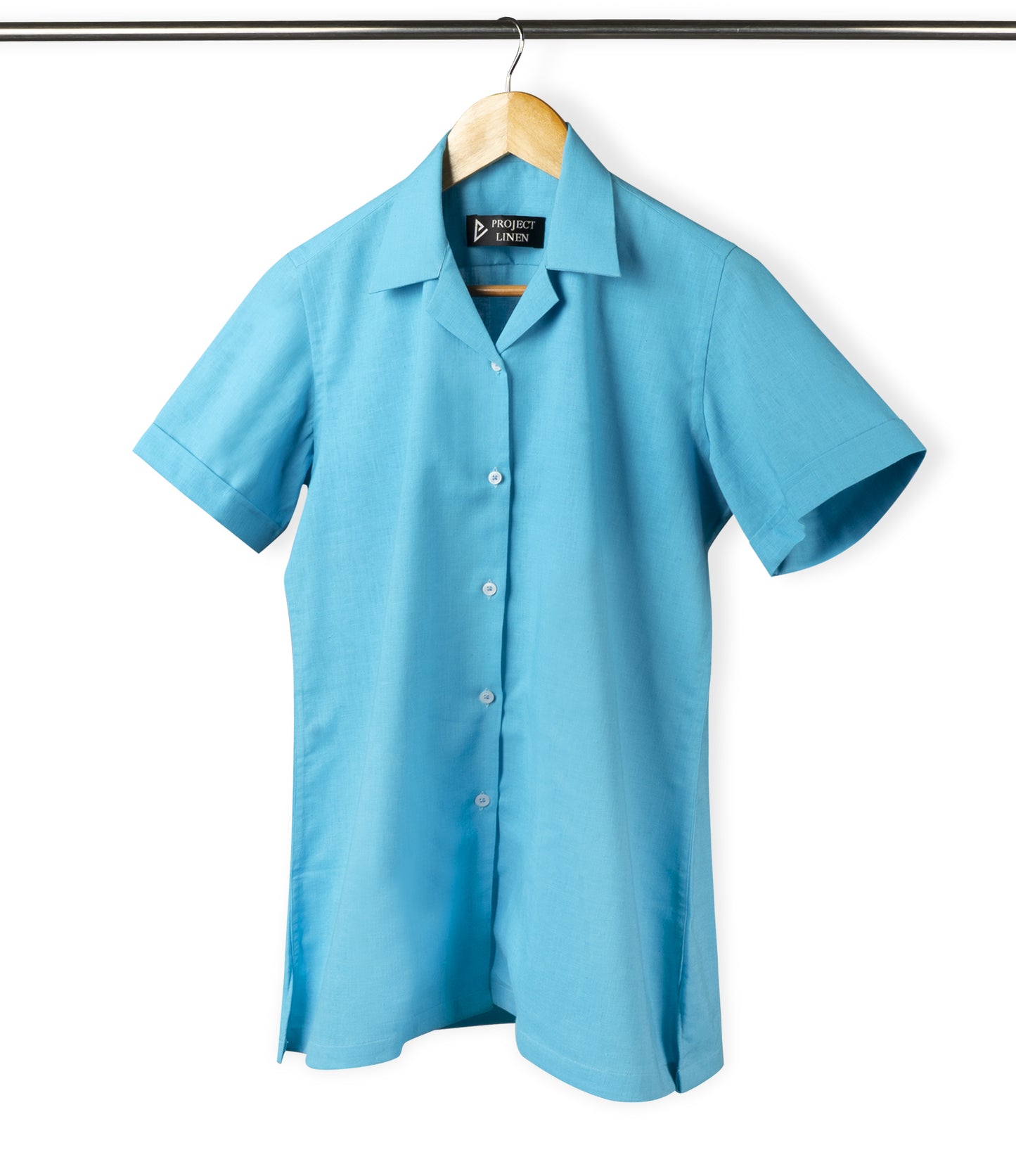 Turquoise Blue Cuban Linen Shirt - Her's