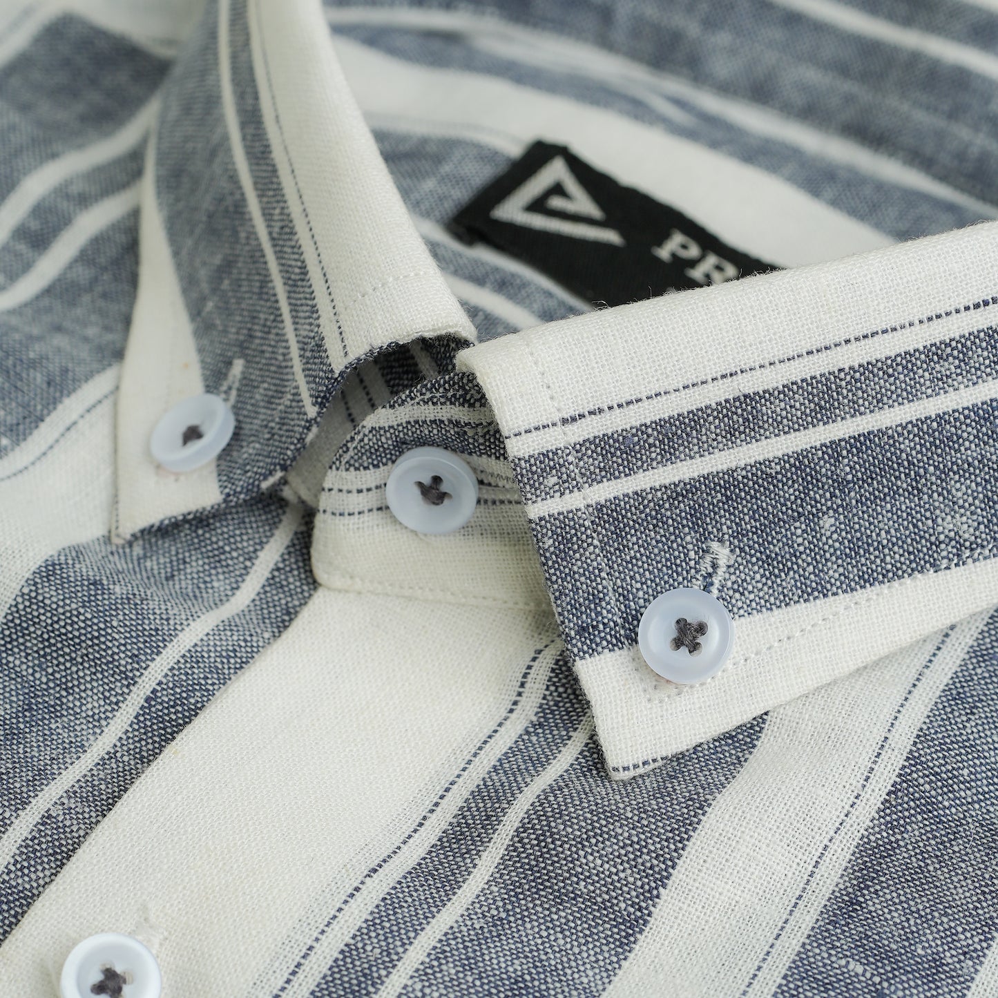 Grey Bold Striped Linen Shirt