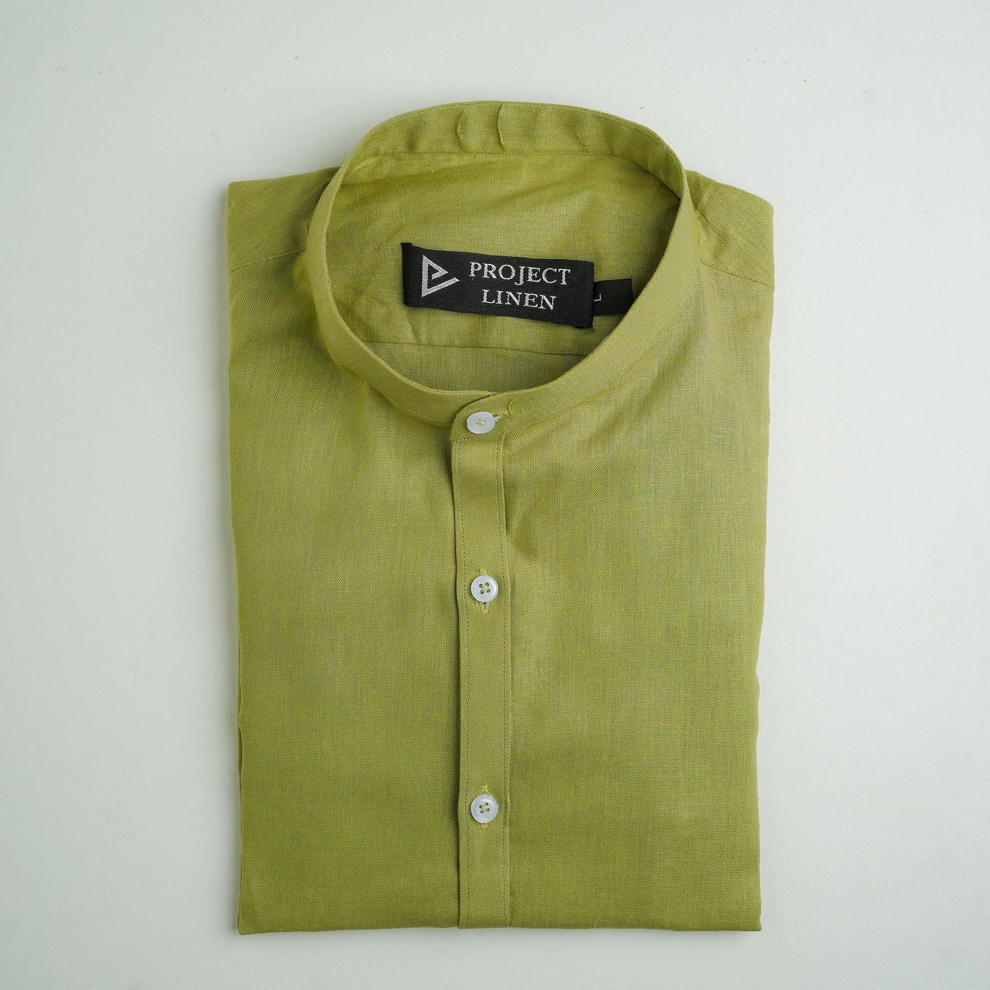 Verdant Grace Mandarin Linen Shirt