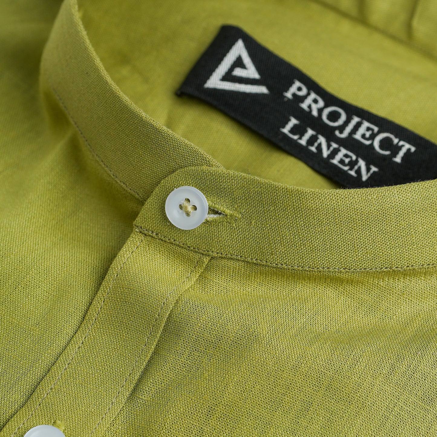 Verdant Grace Mandarin Linen Shirt