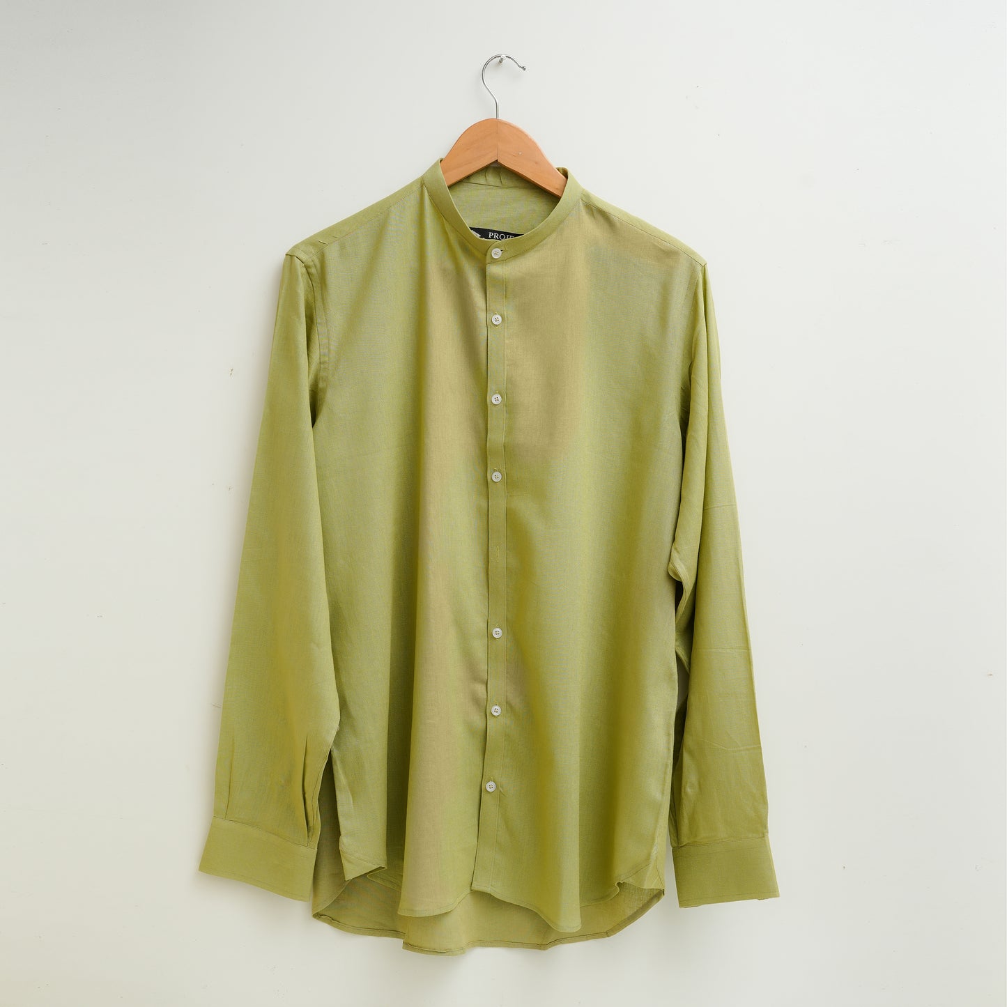 Verdant Grace Mandarin Linen Shirt