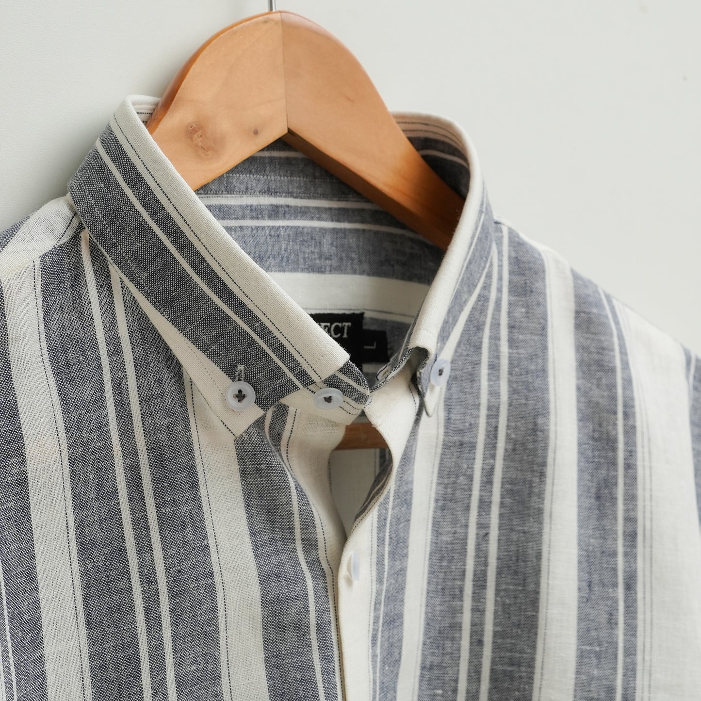 Grey Bold Striped Linen Shirt