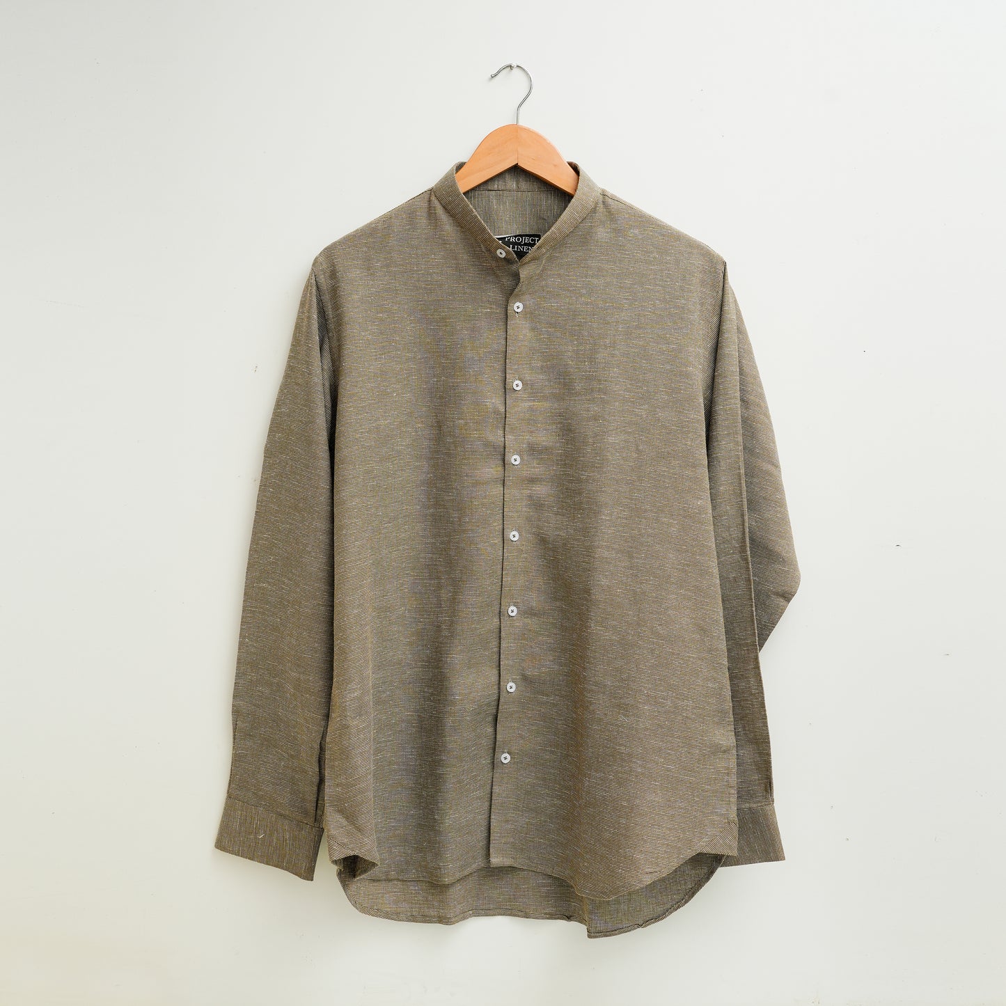 Olive Breeze Mandarin Linen Shirt