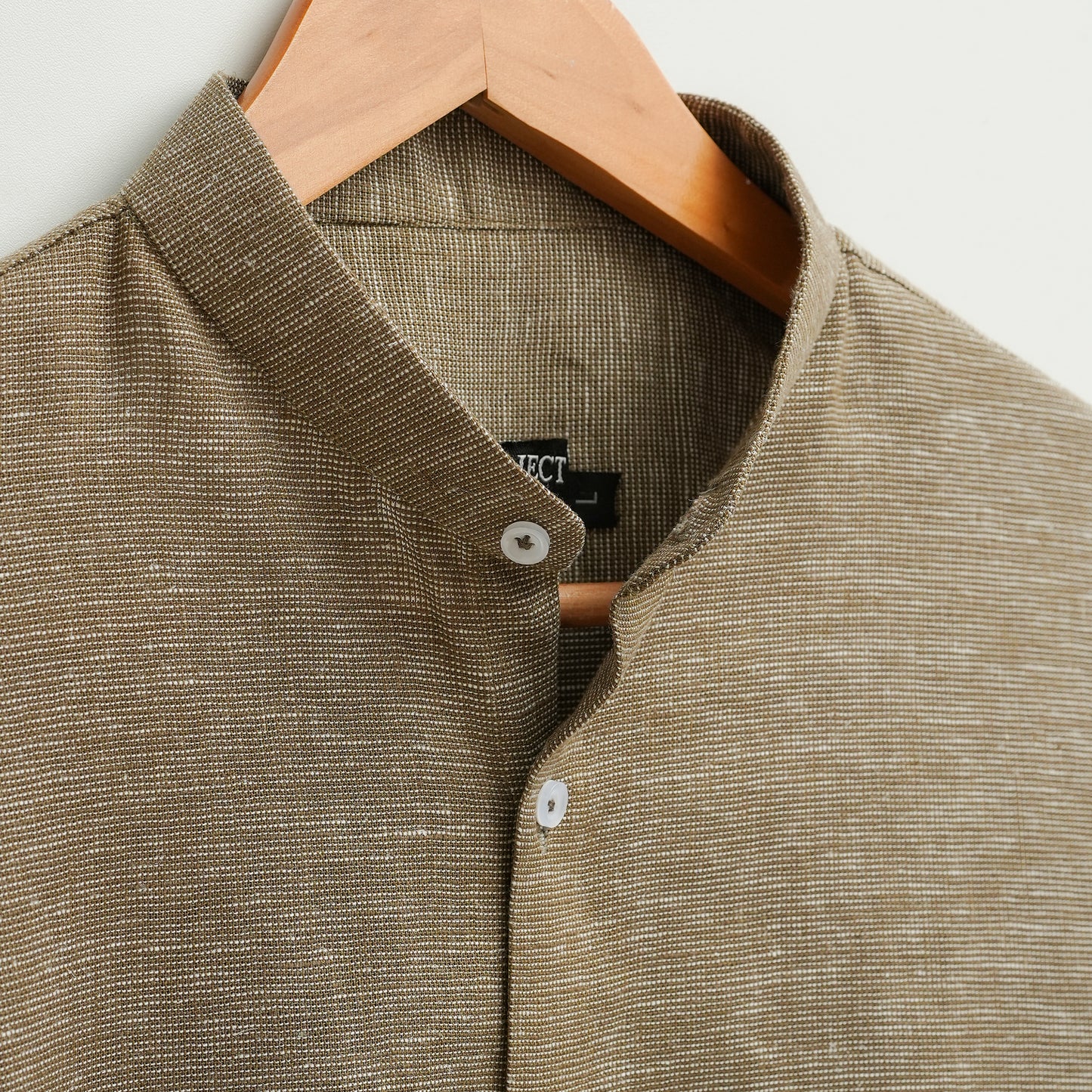 Olive Breeze Mandarin Linen Shirt