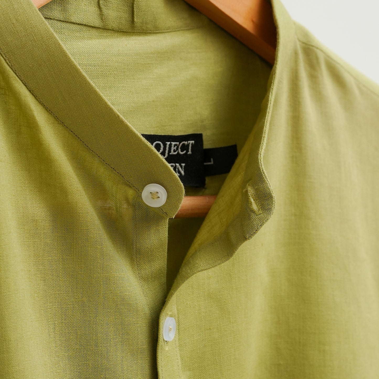 Verdant Grace Mandarin Linen Shirt