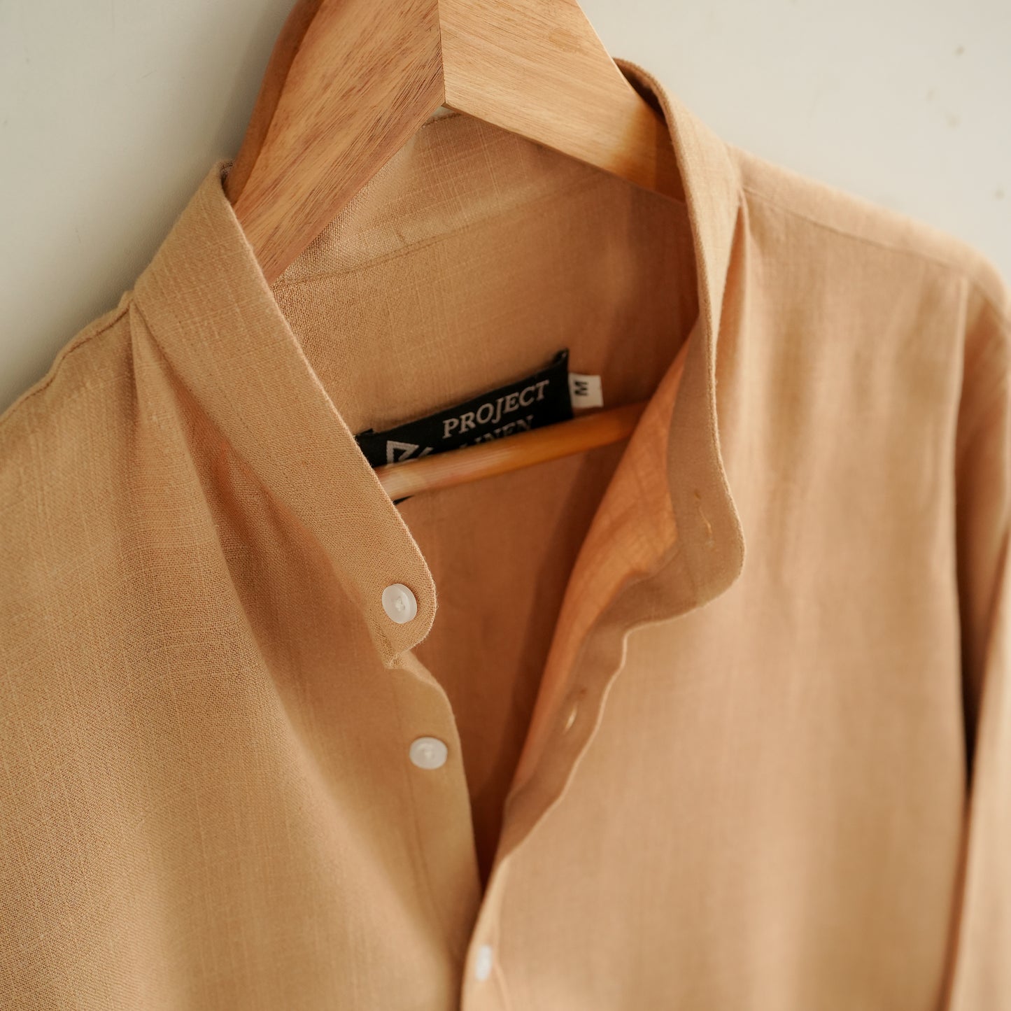 Sandstone Beige Mandarin Linen Shirt