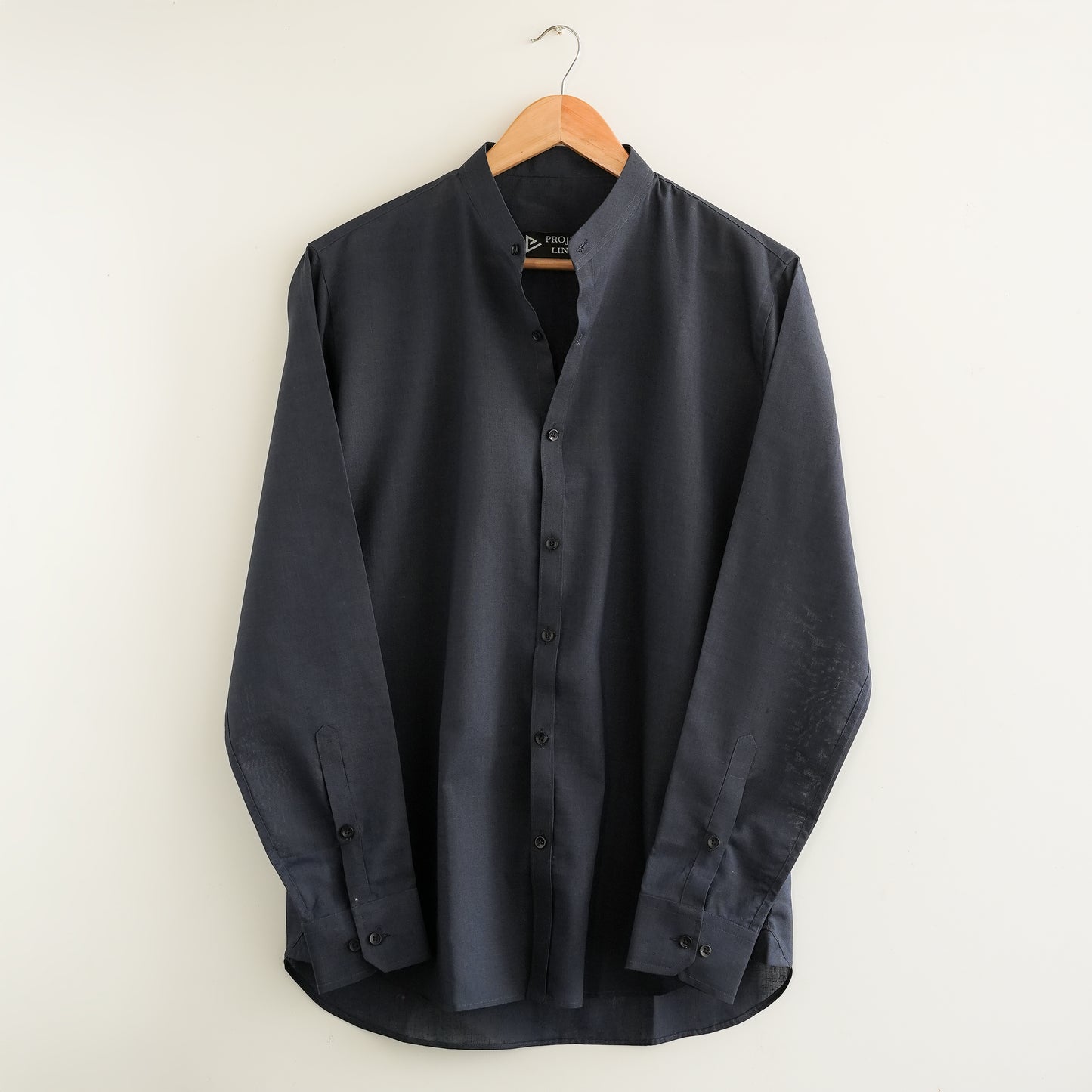 Navy Blue Mandarin Linen Shirt