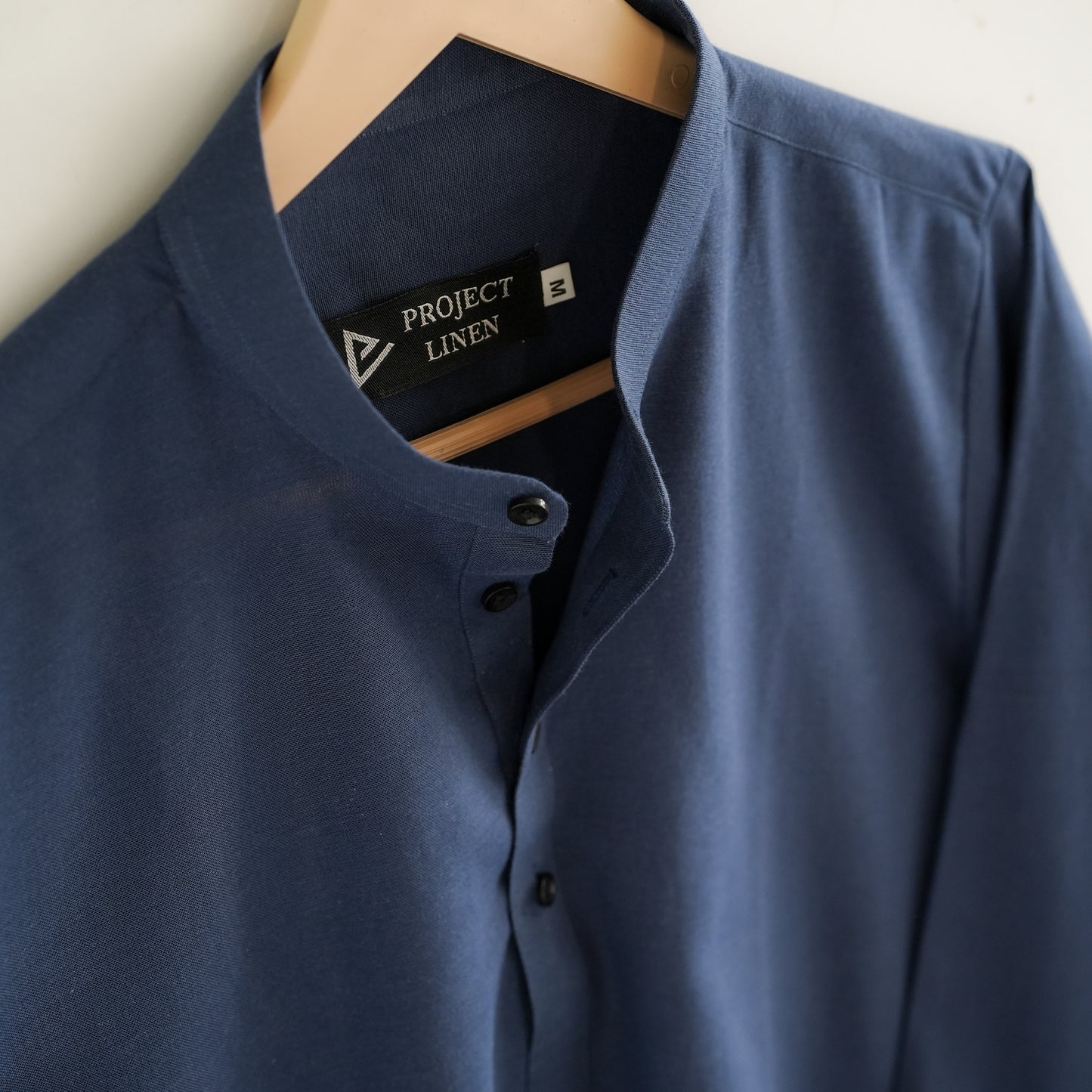 Blue Band Collar Kurta Shirt