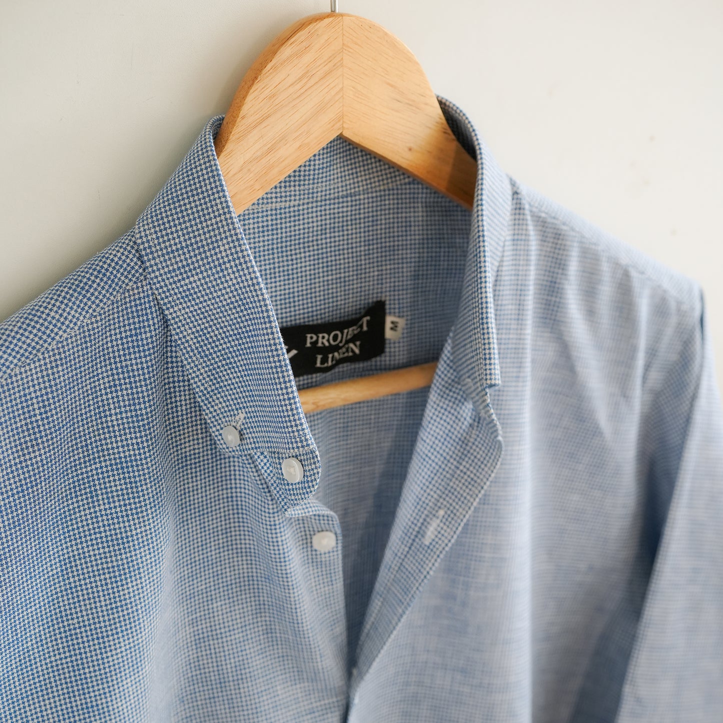 Blue Micro-Check Linen Shirt - Her's
