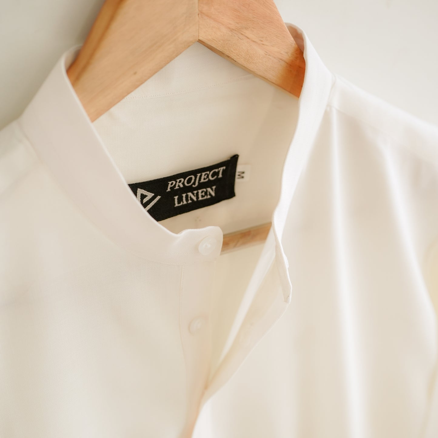 White Band Collar Kurta Shirt - Her's