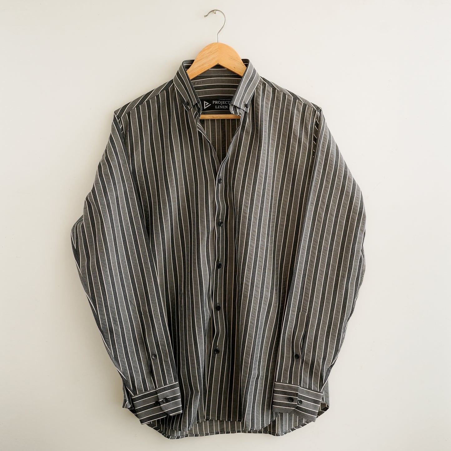 Grey Black Seersucker Stripe Shirt