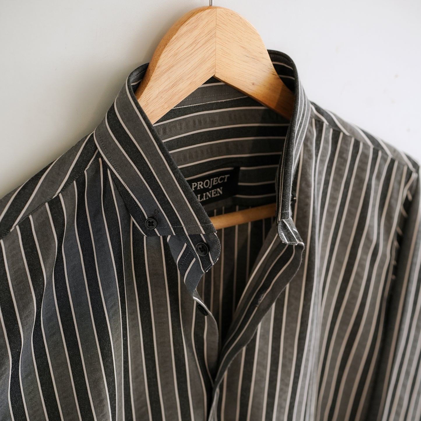 Grey Black Seersucker Stripe Shirt