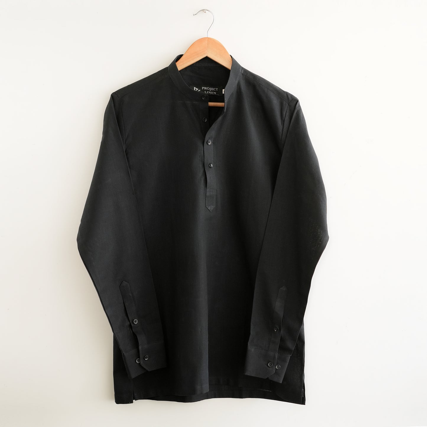 Black Band Collar Kurta Shirt