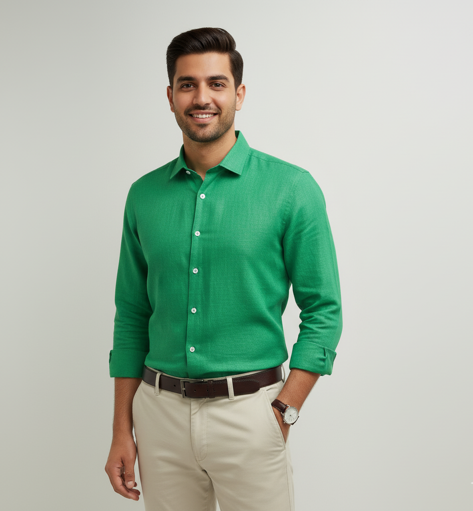 Emerald Green Linen Shirt