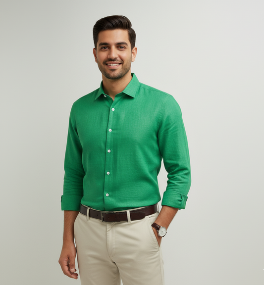 Emerald Green Linen Shirt