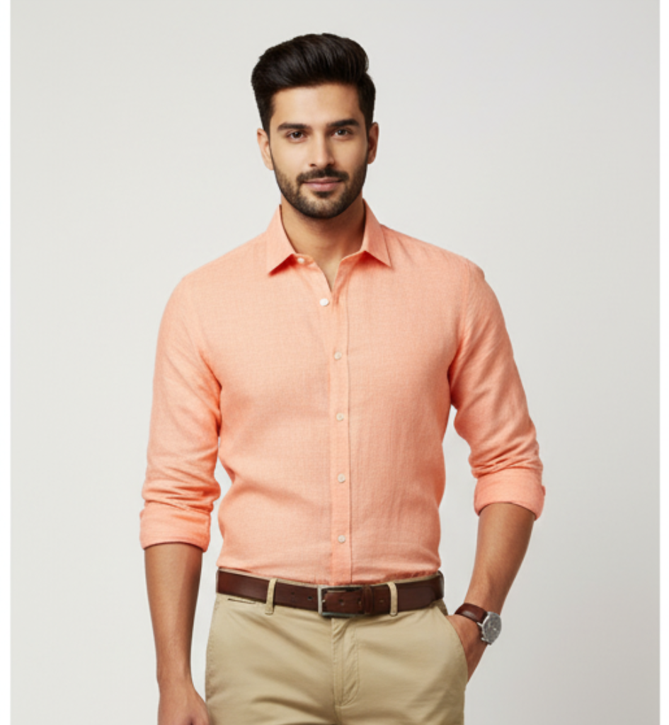 Orange Linen Shirt