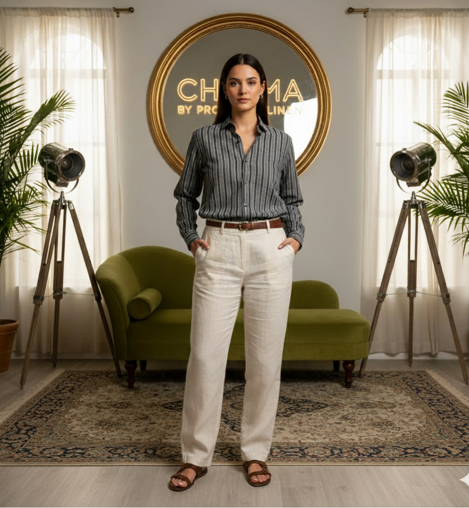 Grey Black Seersucker Stripe Shirt - Her's