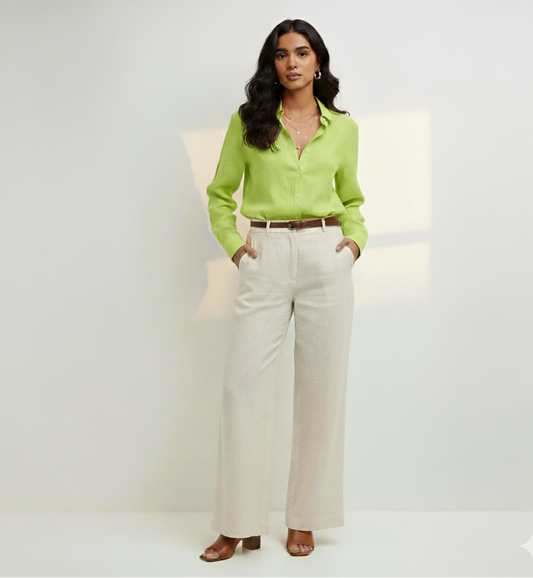 Light Lime Green Linen Shirt - Her's