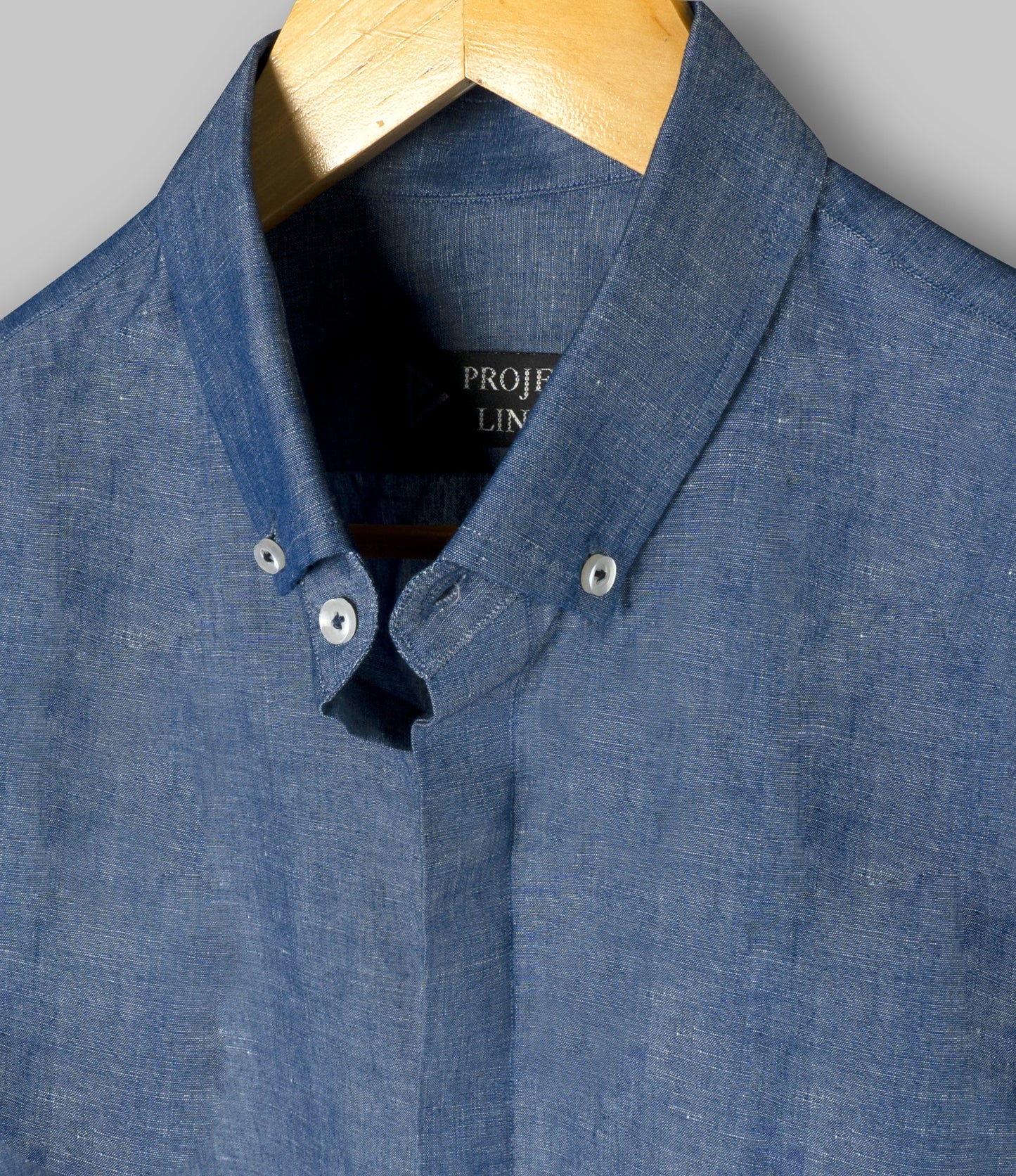 Denim Blue Button Down Linen Shirt - Her's