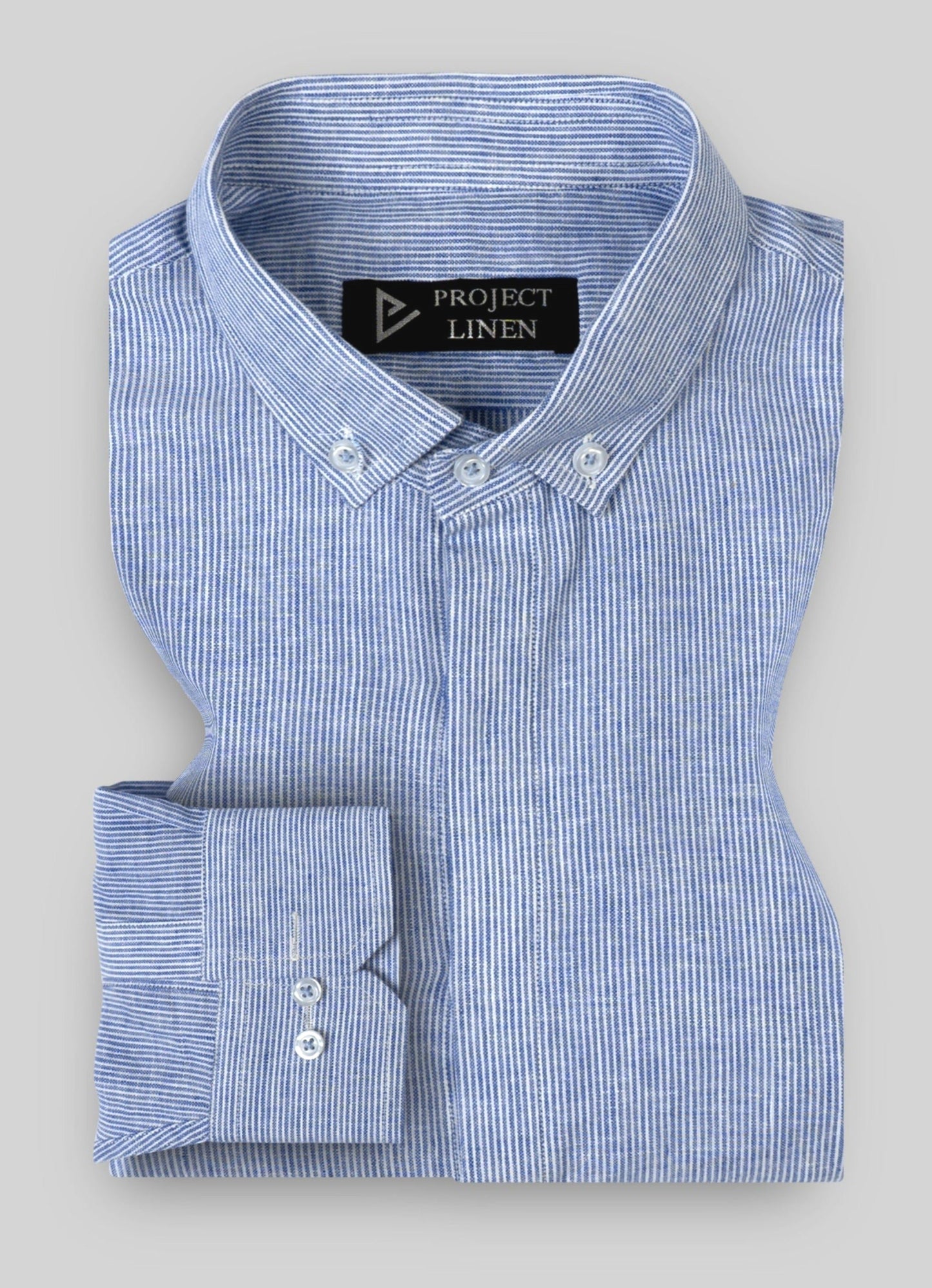 Blue Stripes Button Down Linen Shirt - Her's
