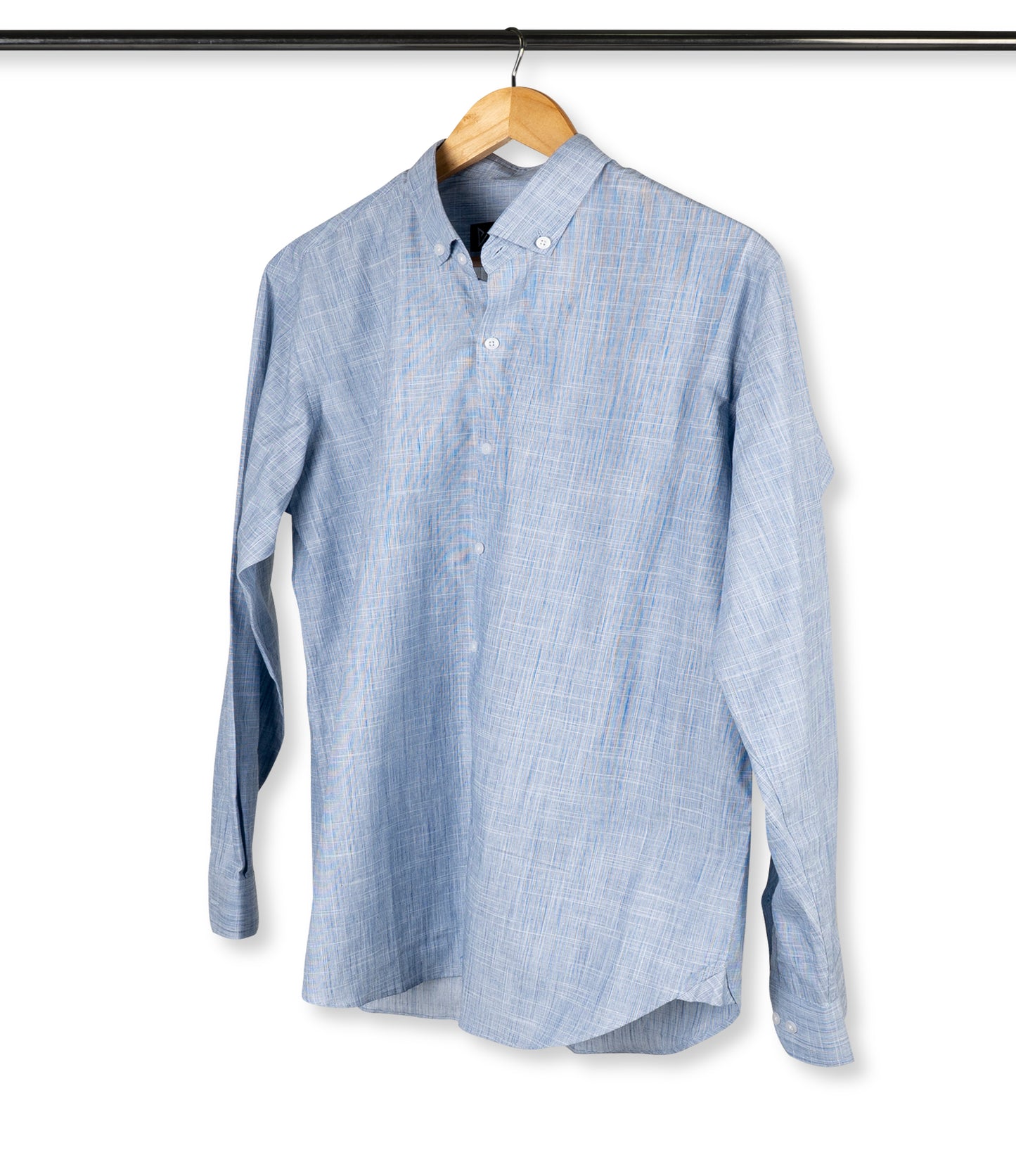 Light Blue Textured Button Down Linen Shirt