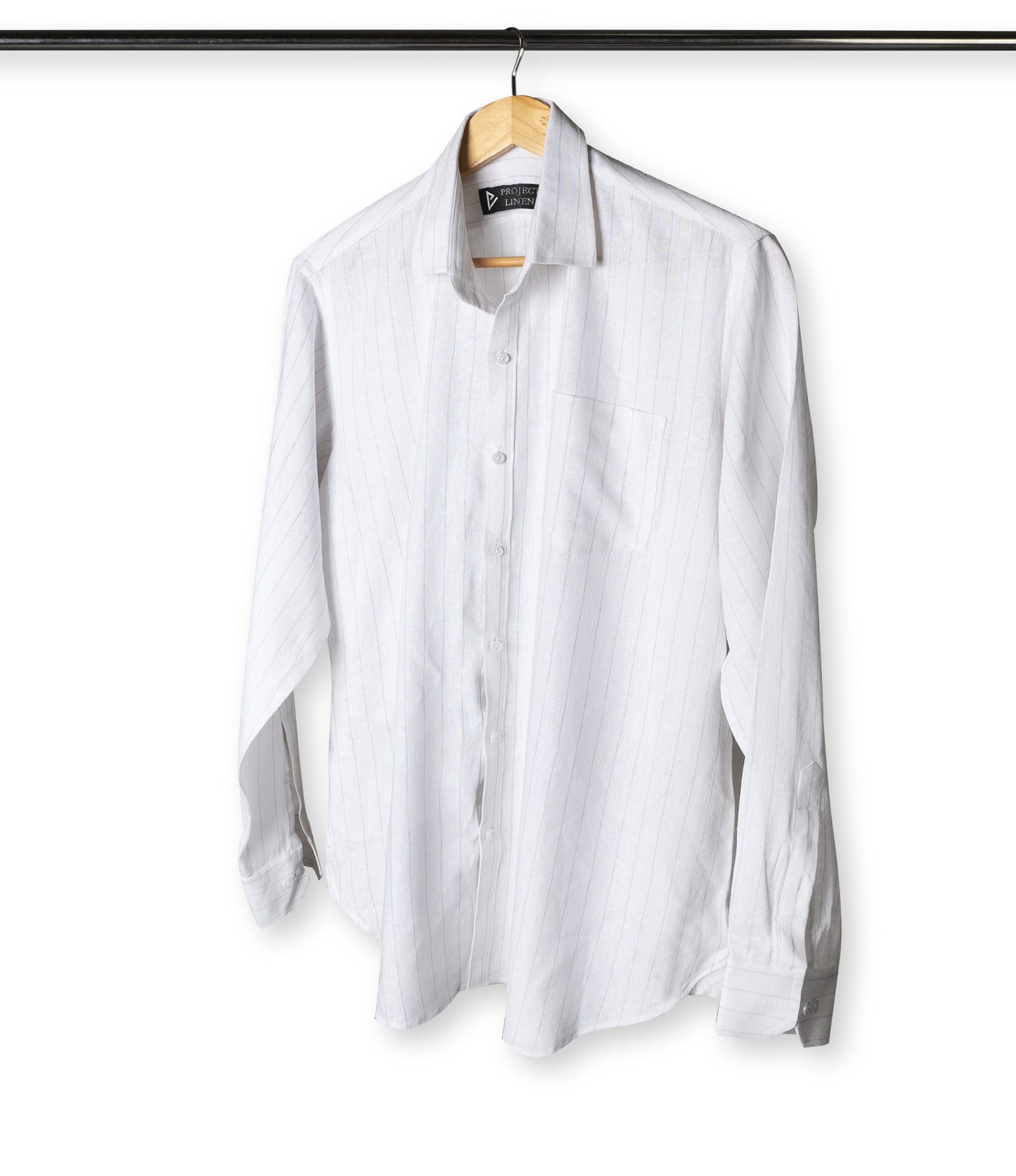 White Grey Stripe Linen Shirt - Her's