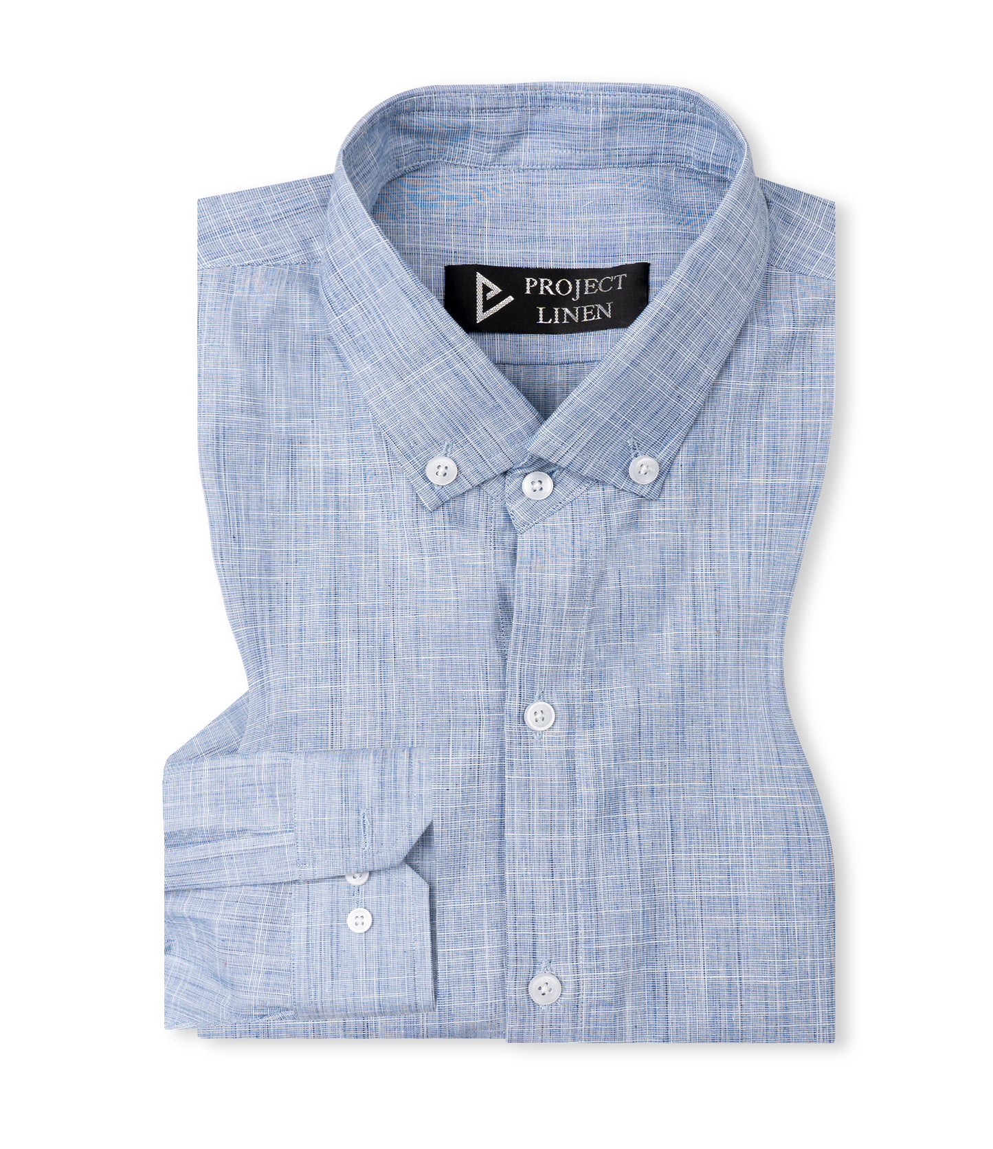 Light Blue Textured Button Down Linen Shirt