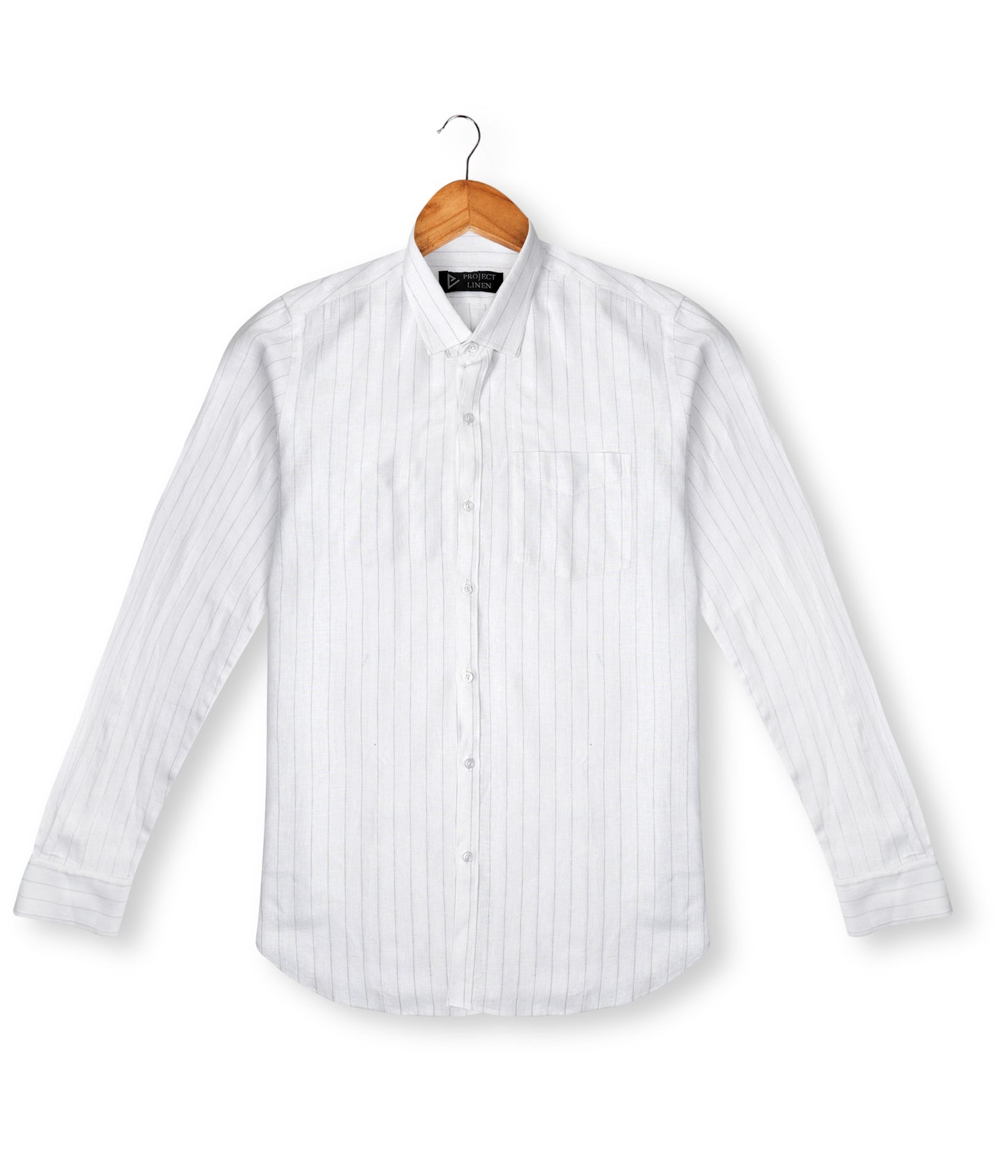 White Grey Stripe Linen Shirt - Her's