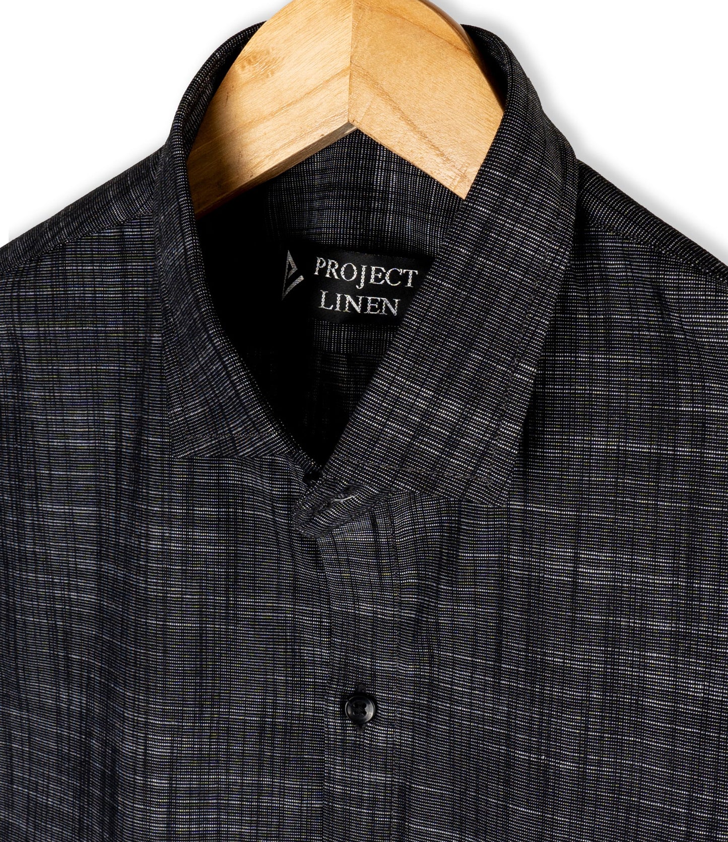 Texture Black Linen Shirt - Her's