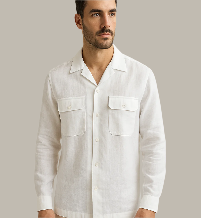 White Linen Safari Shirt