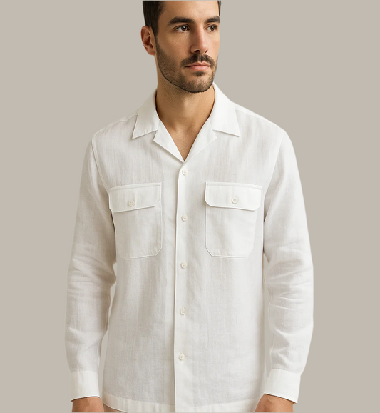 White Linen Safari Shirt