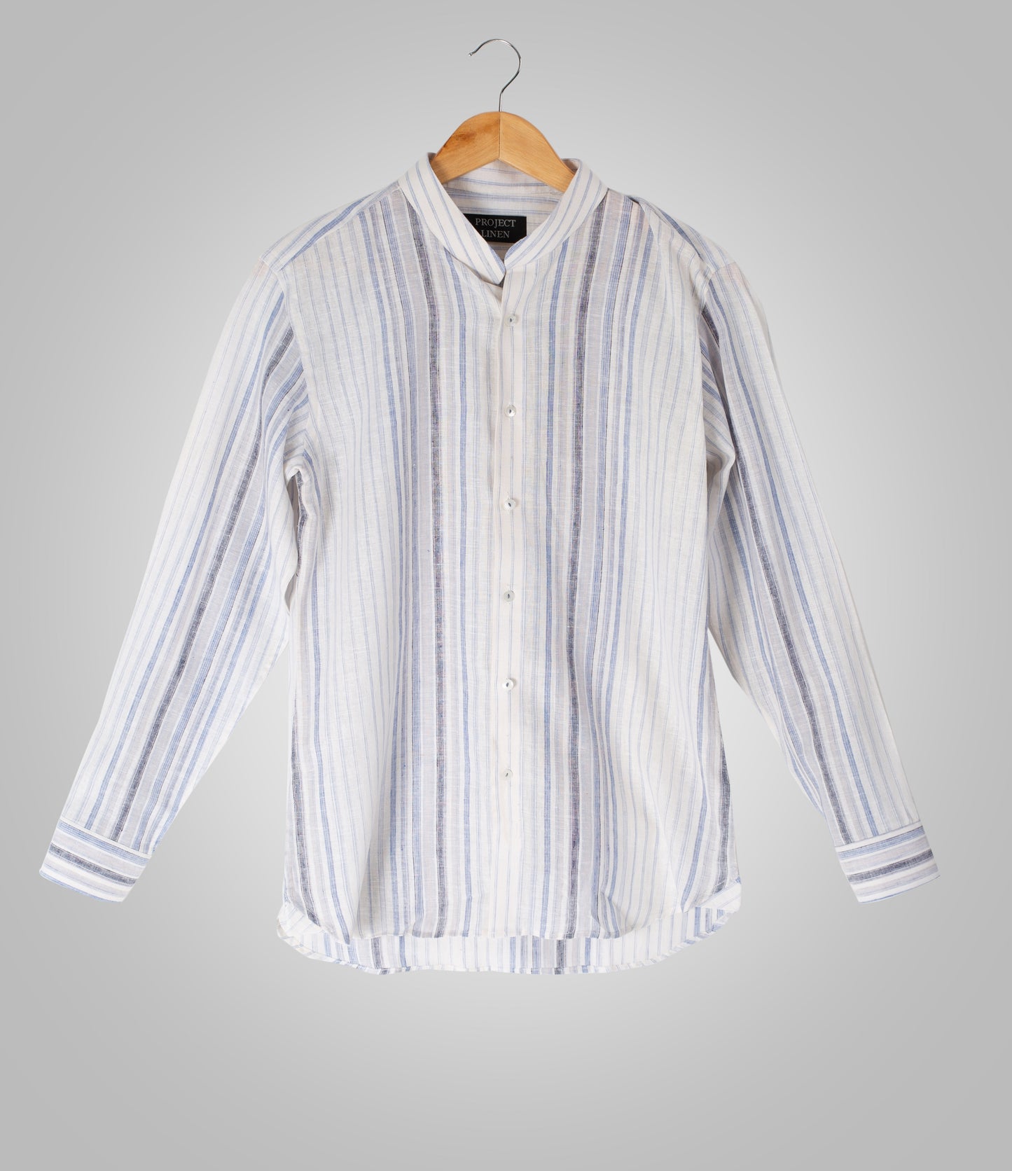 Blue/Grey Barcode Stripes Linen Shirt