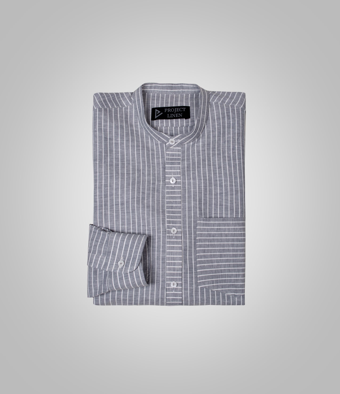 Grey Striped Linen Shirt - Her's