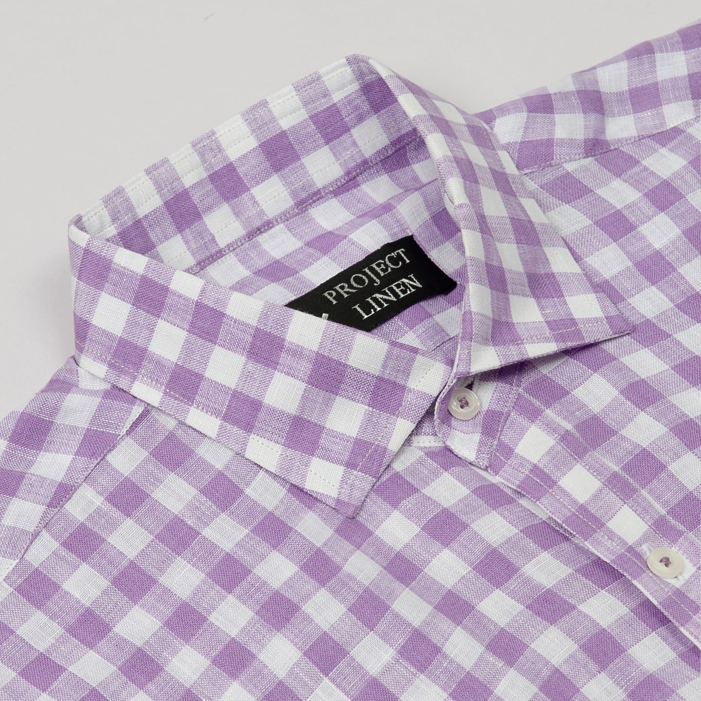 Purple Checkered Linen Shirt