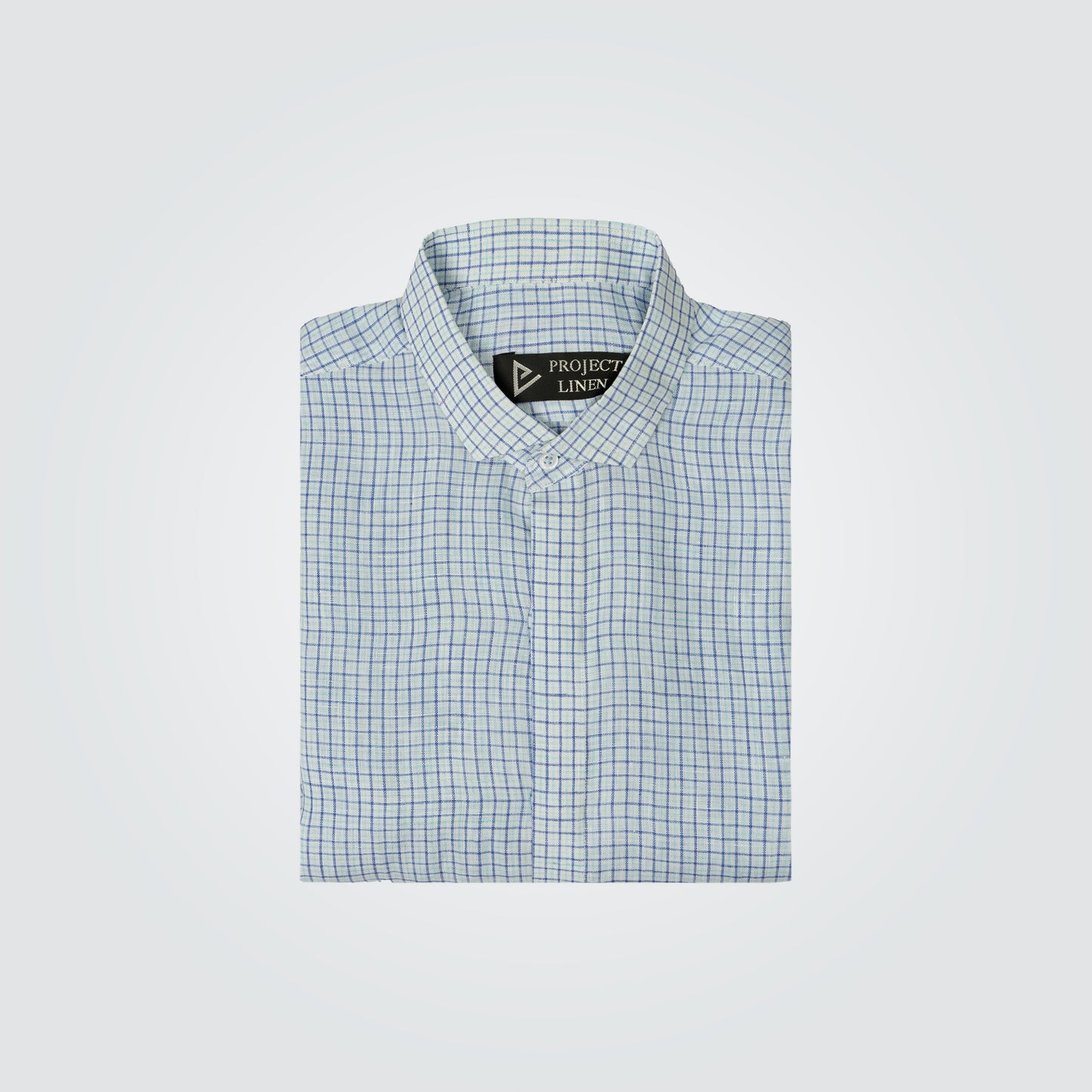 Blue/Green Checkered Linen Shirt