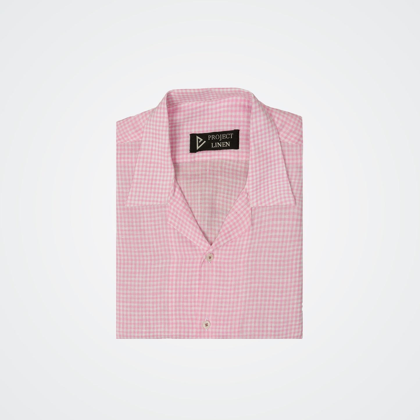 Pink Checkered Cuban Linen Shirt
