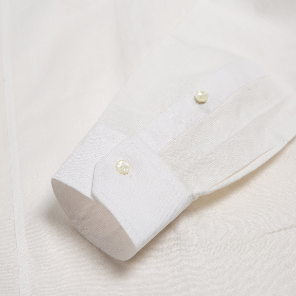 Basic White Paneled Linen Shirt - Her's