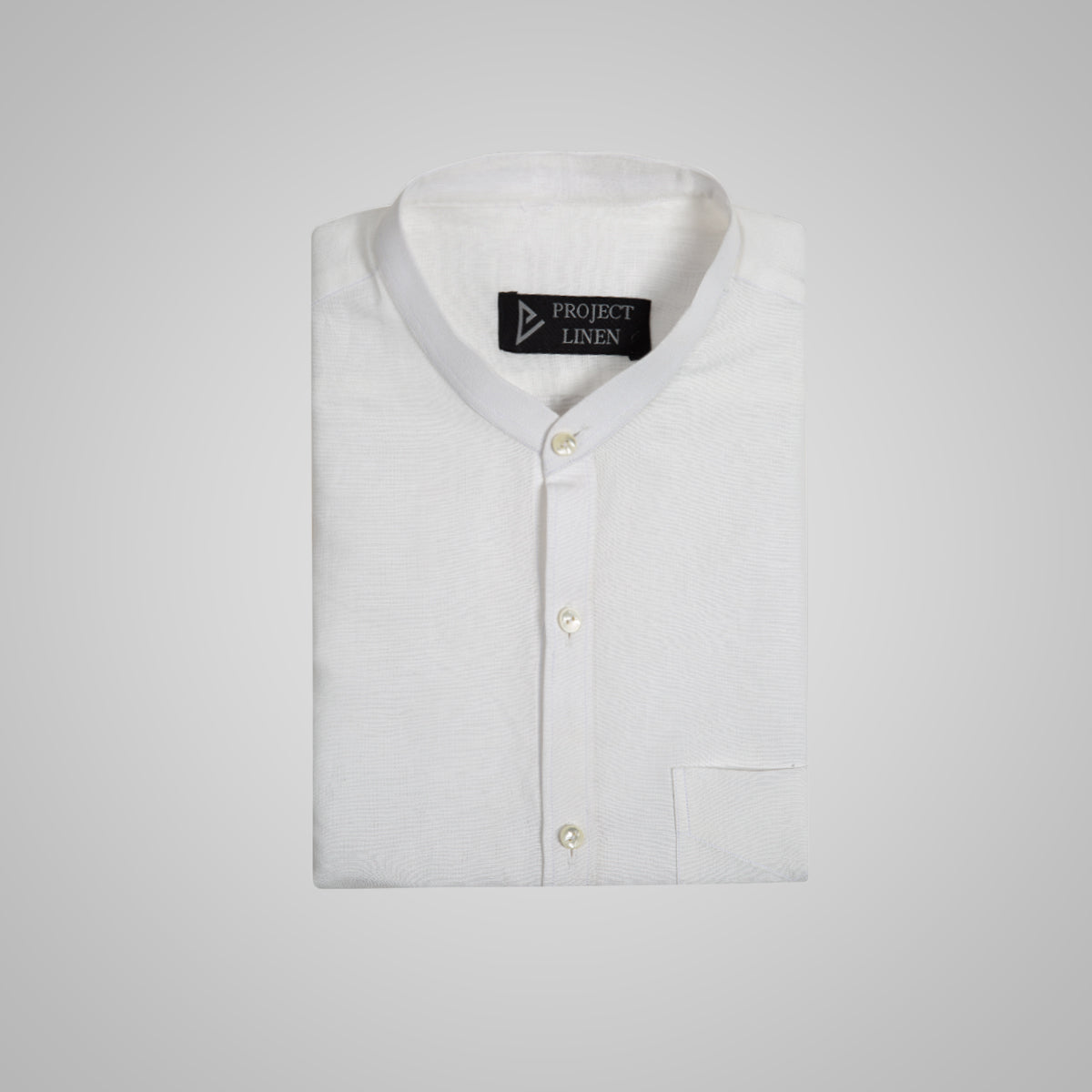 White Band Collar Linen Shirt
